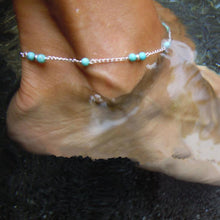 Load image into Gallery viewer, Simple Turquoise and Silver Anklet