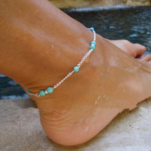 Load image into Gallery viewer, Simple Turquoise and Silver Anklet
