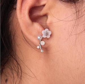 Flower and Pearl Earrings