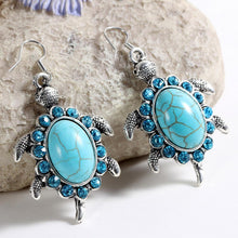 Load image into Gallery viewer, Tibetan Silver Turtle Drop Earrings