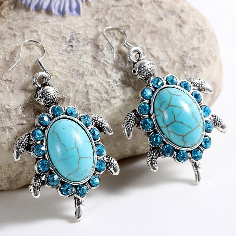 Tibetan Silver Turtle Drop Earrings