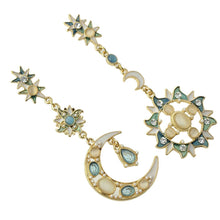 Load image into Gallery viewer, Moon and Sun Drop Earrings