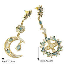 Load image into Gallery viewer, Moon and Sun Drop Earrings