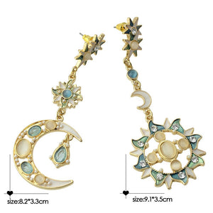 Moon and Sun Drop Earrings