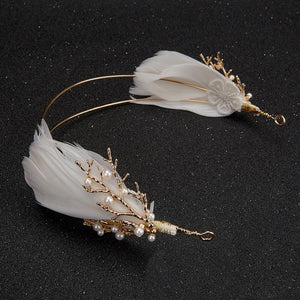 Pearl and Feather Headband