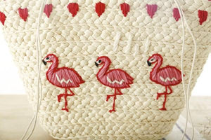 Embroidered Flamingo Handbag