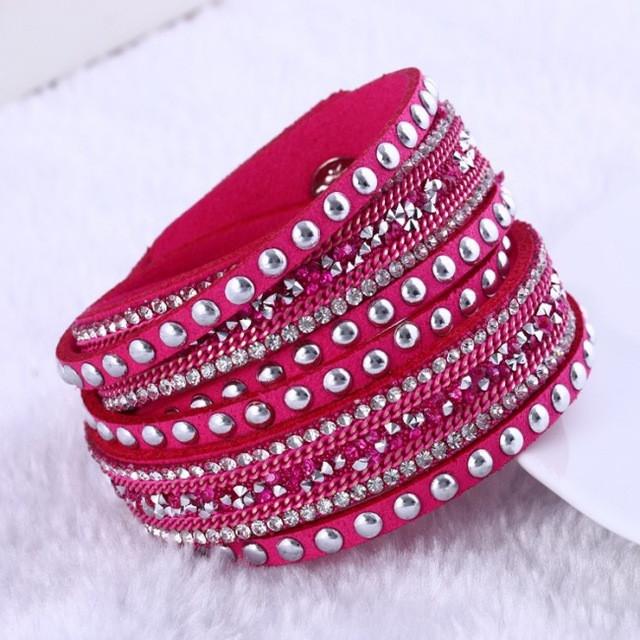 Leather and Crystal Layered Bracelet