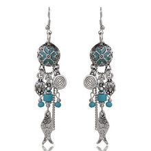 Load image into Gallery viewer, Turquoise Fish Dangle Earrings