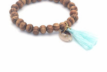 Load image into Gallery viewer, Wood Bead and Cowrie Shell Bracelet