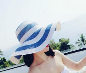 Striped Large Brim Beach Hat