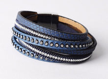 Load image into Gallery viewer, Leather Boho Bangle Bracelet- Sea Colors