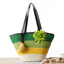 Load image into Gallery viewer, Straw Flower Bag