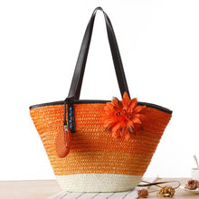 Load image into Gallery viewer, Straw Flower Bag