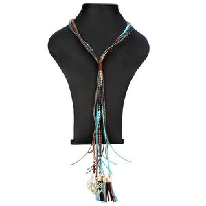 California Leather Tassel Necklace