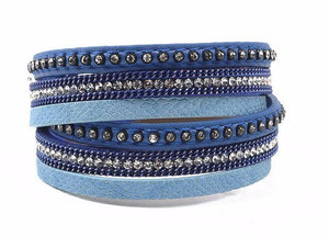 Leather Boho Bangle Bracelet- Sea Colors