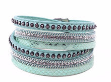 Load image into Gallery viewer, Leather Boho Bangle Bracelet- Sea Colors