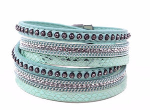 Leather Boho Bangle Bracelet- Sea Colors