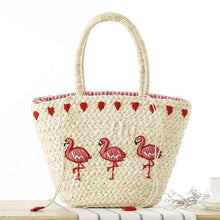 Load image into Gallery viewer, Embroidered Flamingo Handbag