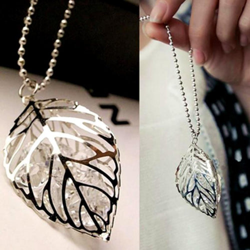 Palm Leaf and Crystal Necklace