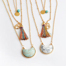 Load image into Gallery viewer, Tonga Moon Stone Tassel Necklace