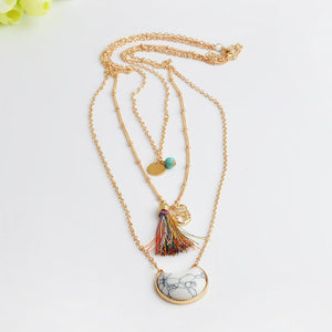 Tonga Moon Stone Tassel Necklace