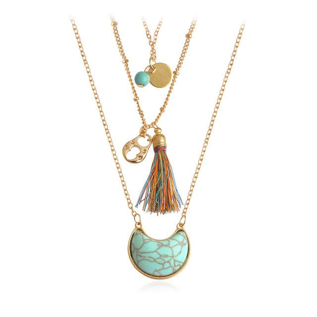 Tonga Moon Stone Tassel Necklace