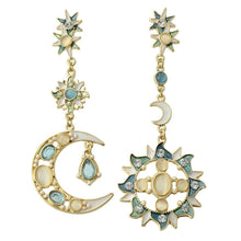 Load image into Gallery viewer, Moon and Sun Drop Earrings