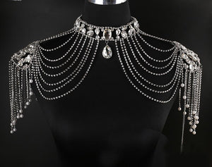 Crystal and Pearl Shoulder Chains