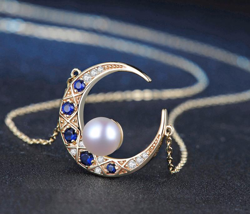 Moon and Pearl Necklace