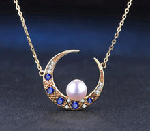 Load image into Gallery viewer, Moon and Pearl Necklace