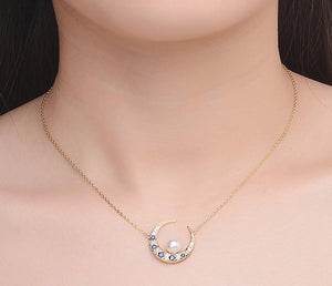 Moon and Pearl Necklace