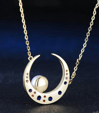 Load image into Gallery viewer, Moon and Pearl Necklace