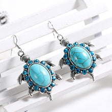 Load image into Gallery viewer, Tibetan Silver Turtle Drop Earrings